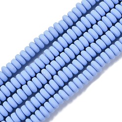 Aciano Azul Hechos a mano de los granos de la arcilla del polímero hebras, para suministros de manualidades de joyería diy, plano y redondo, azul aciano, 6~7x3 mm, agujero: 1.5 mm, sobre 113~116 unidades / cadena, 15.55 pulgada ~ 16.14 pulgada (39.5~41 cm)