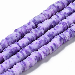 Средний Фиолетовый Полимерной глины ручной работы бисер нитей, для поделок ювелирных изделий, Heishi бусы, Диск / плоские круглые, средне фиолетовый, 6x0.5~1 мм, отверстие : 1.8 мм, около 320~447 шт / нитка, 15.75 дюйм ~ 16.14 дюйм (40~41 см)