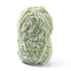 Dark Sea Green Polyester & Nylon Yarn, Imitation Fur Mink Wool, For Knitting Soft Coat, Dark Sea Green, 20x0.5mm