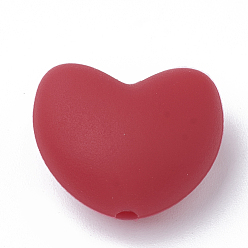 Красный Пищевые экологически чистые силиконовые фокусные шарики, жевательные бусины для чайников, DIY уход за ожерельем, сердце, красные, 16x19x10 мм, отверстие : 2.5 мм
