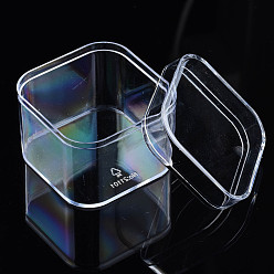 Clear Polystyrene Plastic Bead Storage Containers, Square, Clear, 5.55x5.55x4.8cm