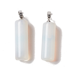 Opalite Pendentifs opalite, avec les accessoires en laiton de tonalité de platine, charme de la colonne, 27x8mm, Trou: 6x3.2mm