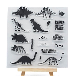 Clear Dinosaur Plastic Stamps, for DIY Scrapbooking, Photo Album Decorative, Cards Making, Clear, 140x140mm