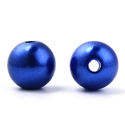 Bleu Moyen  Perles d'imitation en plastique ABS peintes à la bombe, ronde, bleu moyen, 8x9.5mm, Trou: 1.8mm, environ 2080 pcs / 500 g