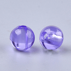Pourpre Moyen Perles en plastique transparentes, ronde, support violet, 6x5.5mm, trou: 1.8 mm, environ 5000 pcs / 500 g