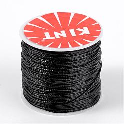 Black Round Waxed Polyester Cords, Black, 0.45mm, about 174.97 yards(160m)/roll