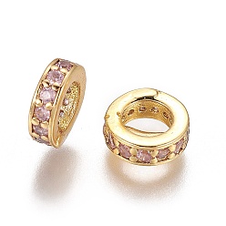 Chardon Laiton zircone cubique perles européennes, Perles avec un grand trou   , anneau, or, chardon, 7.5x2.5mm, Trou: 4.5mm