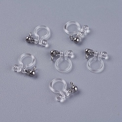 Platinum Transparent U Type Alloy Ear Clip, Painless Prevent Allergy Resin, Platinum, 11x10x3mm, Hole: 2mm