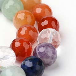 Mixed Stone Natural Mixed Stone Beads Strands, Faceted, Round, 12mm, Hole: 1.5mm, about 31pcs/strand, 14.5 inch
