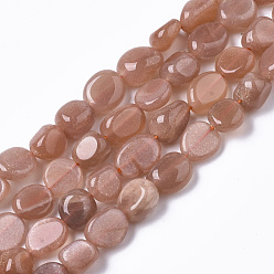 Sunstone Natural Sunstone Beads Strands, Tumbled Stone, Nuggets, 7~10x7~10x3~8mm, Hole: 1mm, about 42~46pcs/strand, 15.75 inch(40cm)