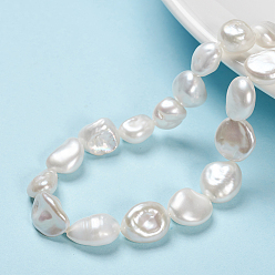 Blanc Perle baroque naturelle perles de perles de keshi, perle de culture d'eau douce, nuggets, blanc, 11~19x9~14x5~8mm, Trou: 0.2mm, Environ 35 pcs/chapelet, 15.5 pouce