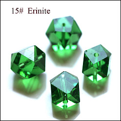 Зеленый Имитация Австрийские кристаллические шарики, класс AAA, граненые, безугловые кубические бусины, зелёные, 6x5.5x5.5 мм, отверстие : 0.7~0.9 мм