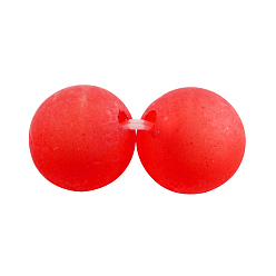 Red Frosted Acrylic Beads, Bead in Bead, Round, Red, 7~8mm, Hole: 2mm, about 2030pcs/500g