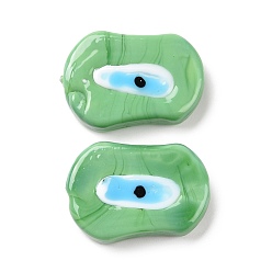 Зеленый Ручной зло бусины глаз, овальные, зелёные, 18x25x5 мм, отверстие : 1.6 мм