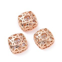 Thistle Eco-friendly Brass Cubic Zirconia Multi-Strand Links, Cadmium Free & Lead Free, Square, Rose Gold, Thistle, 10x10x5.7mm, Hole: 1.2mm
