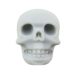 Light Grey Halloween Silicone Focal Beads, Skull, Light Grey, 21x16x20mm, Hole: 2.5mm