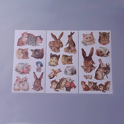 Other Animal Scrapbook Stickers, Self Adhesive Picture Stickers, Animal Pattern, Rabbit & Cat, 200x100mm