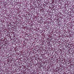 (RR3509) Lustre rosa claro transparente Cuentas de rocailles redondas miyuki, granos de la semilla japonés, (rr 3509) brillo rosa claro transparente, 11/0, 2x1.3 mm, agujero: 0.8 mm, sobre 1100 unidades / botella, 10 g / botella