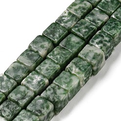 Pierre Avec Point Vert Perles de jaspe tache verte naturelle, cube, 6~6.5x6~6.5x6~6.5mm, Trou: 1.2mm, Environ 63~64 pcs/chapelet, 15''~15.16'' (38.1~38.5 cm)