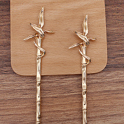 Light Gold Alloy Bamboo Hair Sticks for Enamel, Long-Lasting Plated, Hair Accessories for Women, Light Gold, 158x31mm