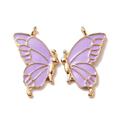Фиолетовый Подвески из эмали и сплава, золотые, бабочка, фиолетовые, 32x17x2 мм, отверстие : 2 мм