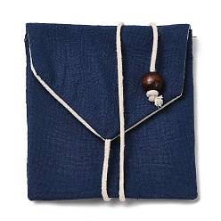 Prussian Blue Burlap Packing Pouches Bags, for Jewelry Packaging, Square, Prussian Blue, 9.5~10x9.5x0.8~1cm