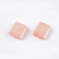 Saumon Clair 2 - perles de rocaille en verre opaque, teint, rectangle, saumon clair, 5x4.5~5.5x2~2.5mm, Trou: 0.5~0.8mm