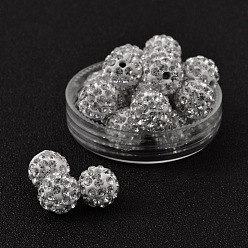 001_Crystal Czech Glass Rhinestones Beads, Polymer Clay Inside, Half Drilled Round Beads, 001_Crystal, PP9(1.5.~1.6mm), 8mm, Hole: 1mm