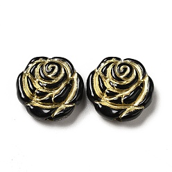 Noir Uv perles acryliques de placage, métal doré enlaça, fleur, noir, 14x5mm, Trou: 1.6mm, environ1050 pcs / 500 g