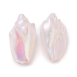 Rose Brumeux Perles acryliques plaquées irisées, forme de coquille de conque, rose brumeuse, 30x15.5x14.5mm, Trou: 1.6mm