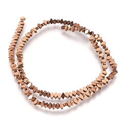 Copper Plated Electroplate Non-magnetic Synthetic Hematite Bead Strands, Polished, Rhombus, Copper Plated, 3x4x2mm, Hole: 1mm, about 158~160pcs/strand, 15.3 inch~15.5 inch(39~39.5cm)