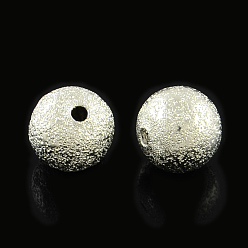 Platinum Brass Textured Beads, Cadmium Free & Lead Free, Round, Platinum, 8mm, Hole: 1.5mm