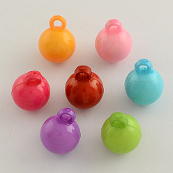 Mixed Color Opaque Acrylic Round Pendants, Mixed Color, 21x16mm, Hole: 4mm, about 215pcs/500g