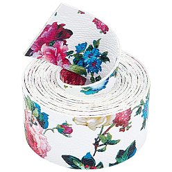 Blanco Tela de cuero pu tela de flores de impresión, para zapatos bolsa coser patchwork diy artesanía apliques, blanco, 3.75x0.2 cm