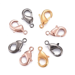 Mixed Color Brass Lobster Claw Clasps, Parrot Trigger Clasps, Cadmium Free & Nickel Free & Lead Free, Mixed Color, 10x5x3mm, Hole: 1mm