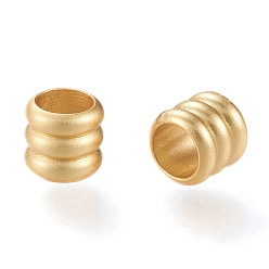 Real 18K Gold Plated Matte Brass European Style Beads, Large Hole Beads, Long-Lasting Plated, Column, Real 18K Gold Plated, 5.5x5.7mm, Hole: 4mm