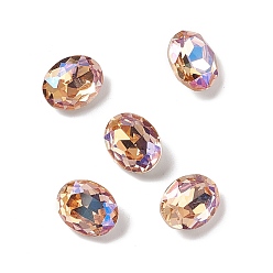 Melocotón de Soplo Cabujones de diamantes de imitación de cristal, puntiagudo espalda y dorso plateado, oval, peachpuff, 10x8x4 mm