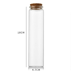 Clear Glass Bottle, with Cork Plug, Wishing Bottle, Column, Clear, 4.7x18cm, Capacity: 240ml(8.12fl. oz)