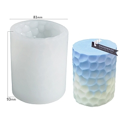 Blanc Moules en silicone de bougie de bricolage de pilier en relief, pour la fabrication de bougies, silicone de qualité alimentaire, colonne, blanc, 8.1x9.3 cm