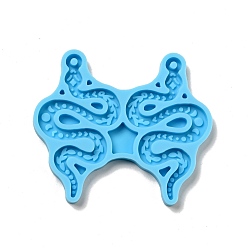 Deep Sky Blue DIY Pendant Silicone Molds, Resin Casting Molds, For UV Resin, Epoxy Resin Jewelry Making, Snake, Deep Sky Blue, 51x60x4mm, Hole: 2mm, Inner Diameter: 49x26mm