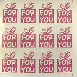 Hot Pink DIY Label Paster Picture Stickers, Present with Word For You, Hot Pink, 35x25mm, about 12pcs/sheet