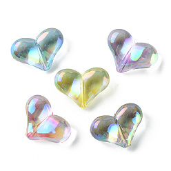 Color mezclado Abalorios de acrílico transparentes, corazón, color mezclado, 16x22x9 mm, agujero: 1.6 mm