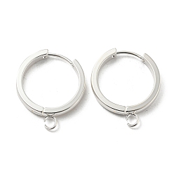 Silver 201 Stainless Steel Huggie Hoop Earrings Findings, with Vertical Loop, with 316 Surgical Stainless Steel Earring Pins, Ring, Silver, 20x3mm, Hole: 2.7mm, Pin: 1mm