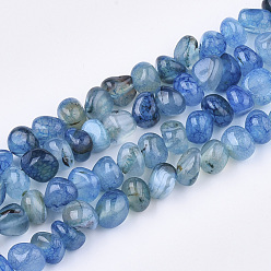 Light Sky Blue Natural Dragon Veins Agate Beads Strands, Tumbled Stone, Dyed, Chip, Light Sky Blue, 7~9x6~9x6~10mm, Hole: 1.5mm, about 50pcs/strand, 14.5 inch