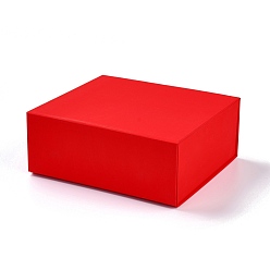 Red Foldable Cardboard Box, Flip Cover Box, Magnetic Gift Box, Rectangle, Red, 20x18x8.1cm