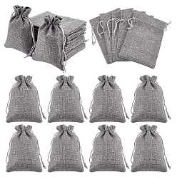 Gray Burlap Packing Pouches Drawstring Bags, Gray, 9x7cm