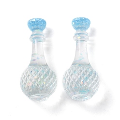 Azul Claro Chupete de botella cabujón de resina transparente, con lentejuelas, azul claro, 34.5x15 mm