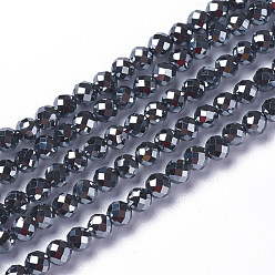 Térahertz Pierre Brins de perles de pierre terahertz, facette, ronde, 3~3.5x2.5~3mm, Trou: 0.3mm, Environ 114~141 pcs/chapelet, 15.1~16.4 pouce (38.4~41.8 cm)