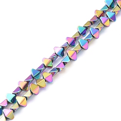Rainbow Plated Electroplate Synthetic Non-magnetic Hematite Beads Strands, Faceted, Rhombus, Rainbow Plated, 6x4.5x3mm, Hole: 1mm, about 95pcs/strand, 15.98 inch(40.6cm)