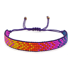 Colorful Friendship Arrows Loom Pattern MIYUKI Seed Beads Bracelets for Women, Adjustable Nylon Cord Braided Bead Bracelets, Colorful, 11 inch(28cm)